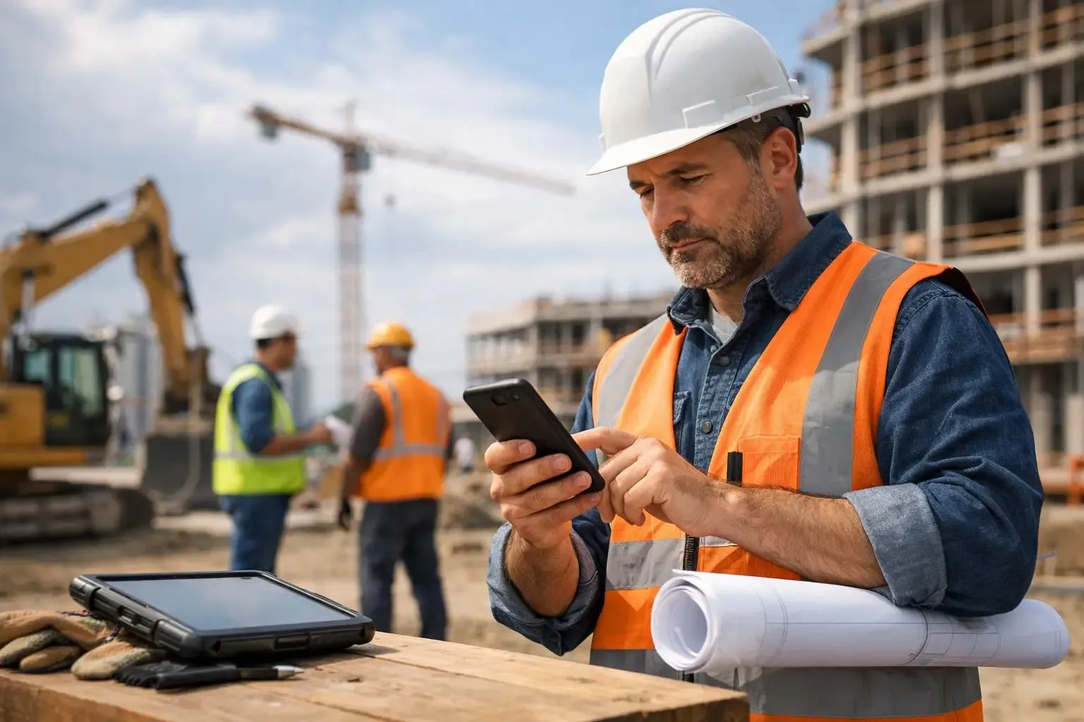 Foreman uses Contractors.es on the construction site