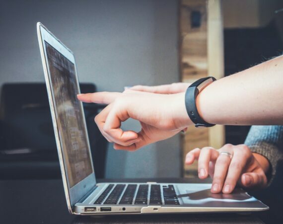 person using laptop