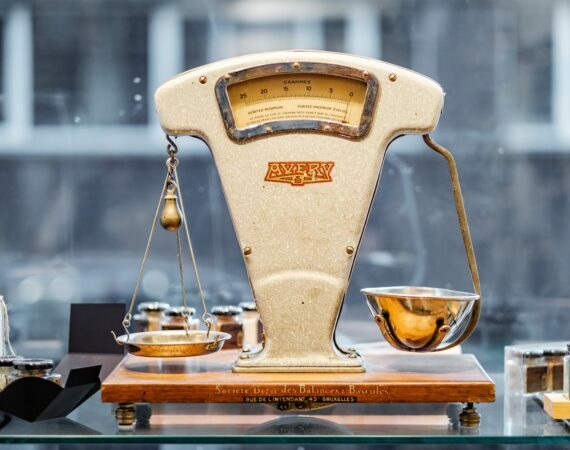brown and beige weighing scale